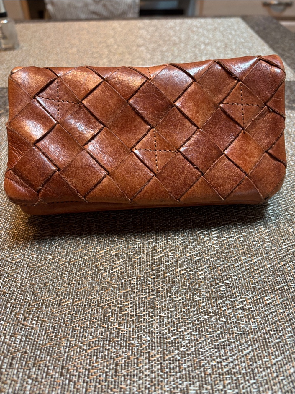 Woven Leather Clutch Wallet in Brown